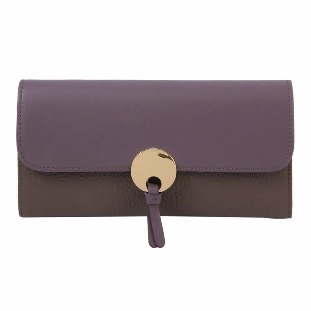 

Vintage Leather Portable Purse Mature Fashion Women's Long Design Purse Metal Zipper Wallets with Money And Card Handbag