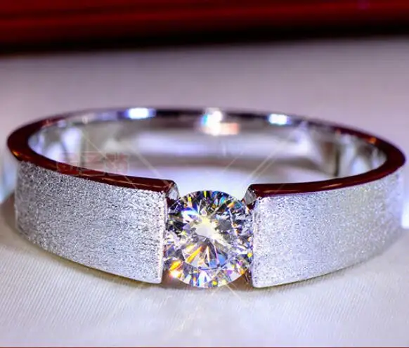 

0.5CT Solid 925 Stelring Silver Wedding Engagement Anniversary Sona Ring Men Women Brithday Party Vintage Gift G color