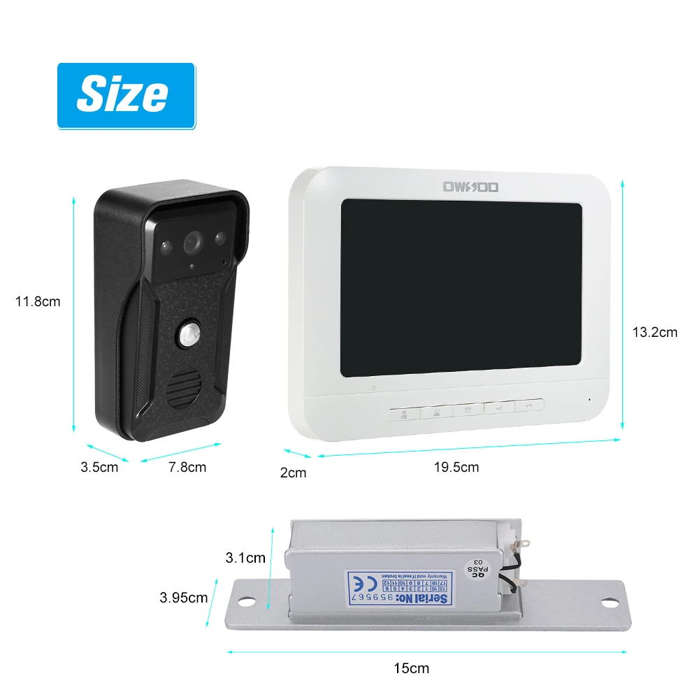 OWSOO 7 дюймов проводной видеодомофон без электрического Чеканный замок на дверь 1 внутренний монитор с IR-CUT наружная камера видео телефон двери