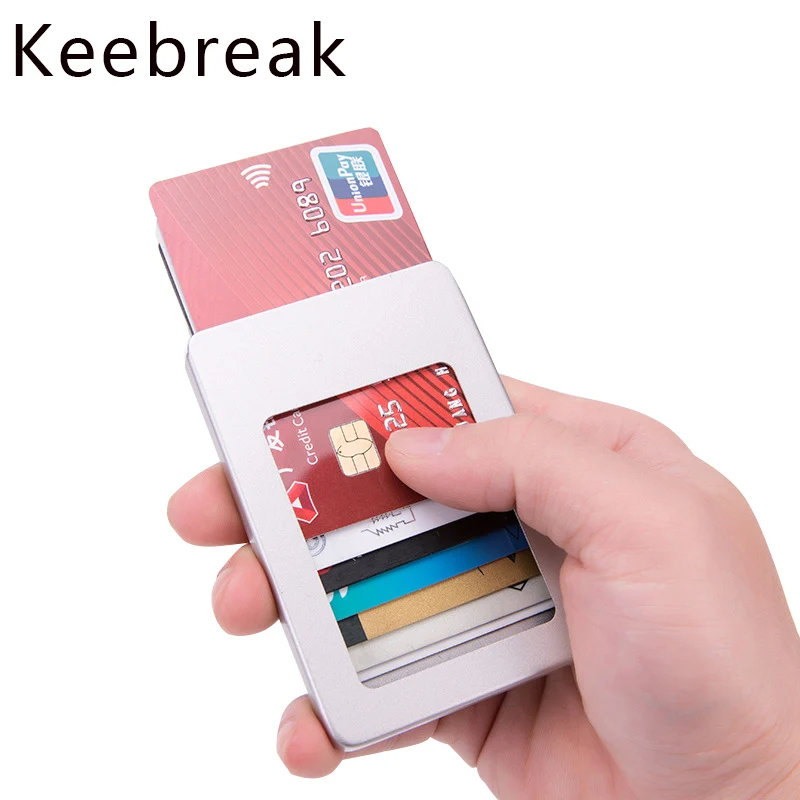 

KEEBREAK RFID man credit card holder wallet case aluminum business bank id box metal automatic cardholder purse minimalist