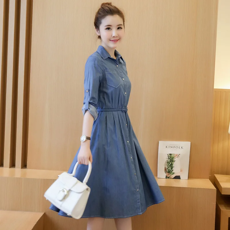 Denim Dress Sleeve Korean.free shipping 2016 new Korean fashion long sleeve denim dress autumn ...
