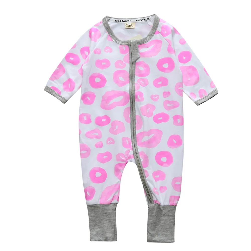 Комбинезоны для маленьких девочек с цветочным рисунком и длинными рукавами, комбинезоны для новорожденных осенне-Весенняя детская одежда костюмы на молнии, детская одежда, XH-106 - Цвет: as photo