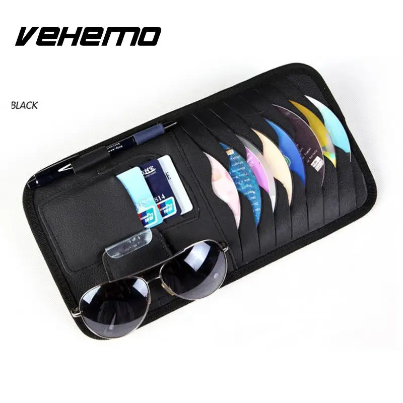 

Vehemo 2017 Car Vehicle Sunshade Sun Visor CD Card Holder Disc PU Leather Storage Case Organizer Bag Black