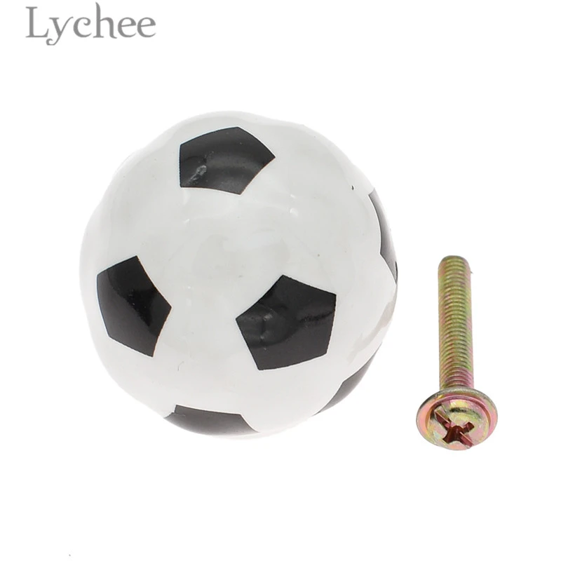 Lychee Life Football Design Drawer Pull Handle Creative Ceramic