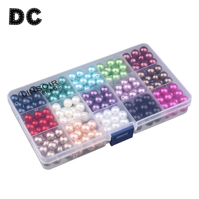 

DC 1Box/lot 300-1500pcs Mixed 6mm/8mm/10mm Acrylic Craft Pearl Beads Loose Spacer Beads for DIY Jewelry Making Perles En Lots