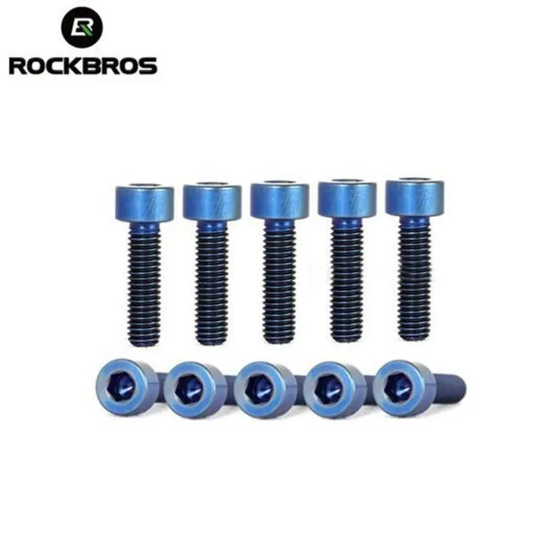 ROCKBROS 10pcs/lot Titanium Ti Bolt Bike Screw Cycle Bolts M5 x 18mm Bicycle Accessories Allen