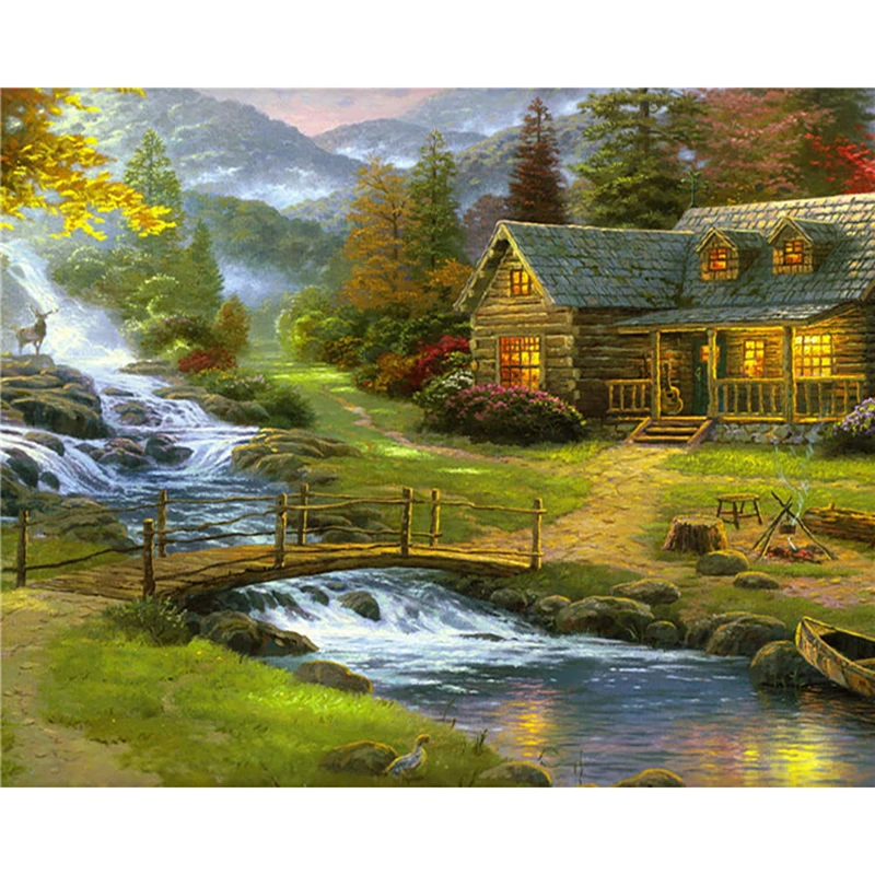 

LaoJieYuan Full square diamond embroidery mosaic house pattern 3d diy diamond painting set