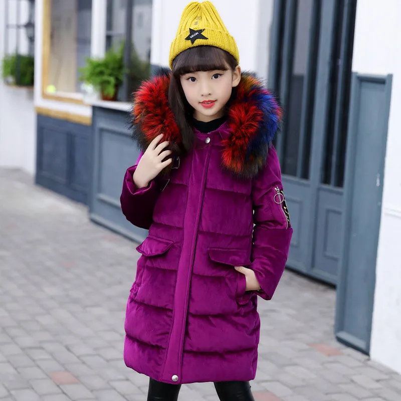 

Children's Winter Warm Jacket girls Cotton-padded Long Jacket Clothes Winter Jacket Park for Girl -30 Degree Coat