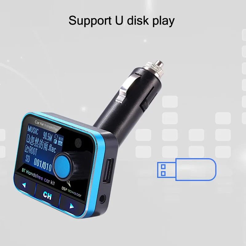 Автомобильный Bluetooth модулятор AUX FM трансмиттер с поддержкой TF SD