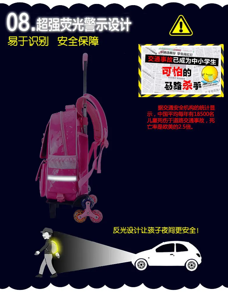 Брендовый детский школьный рюкзак-тележка для детей сумка на колесиках сумки для девочек детский школьный рюкзак студент съемные рюкзаки