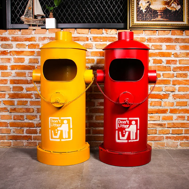 American Creative Fire Hydrant Trash Can Iron Big Outdoor Garbage