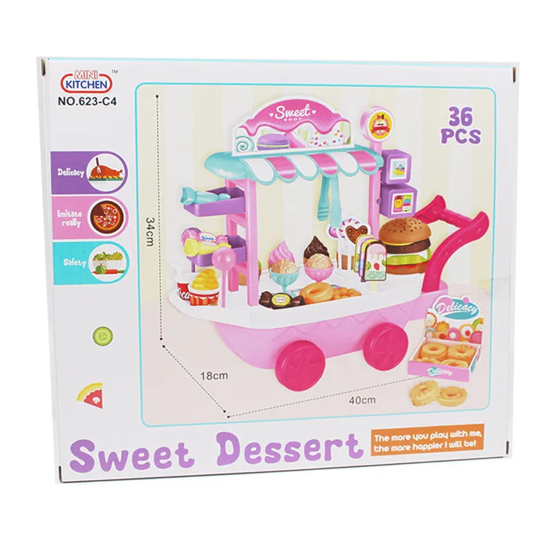 36 шт. детская кухня миниатюрный сладкий магазин корзина мороженое Десерт ролевые игры толчок еда девочка детские игрушки пластик