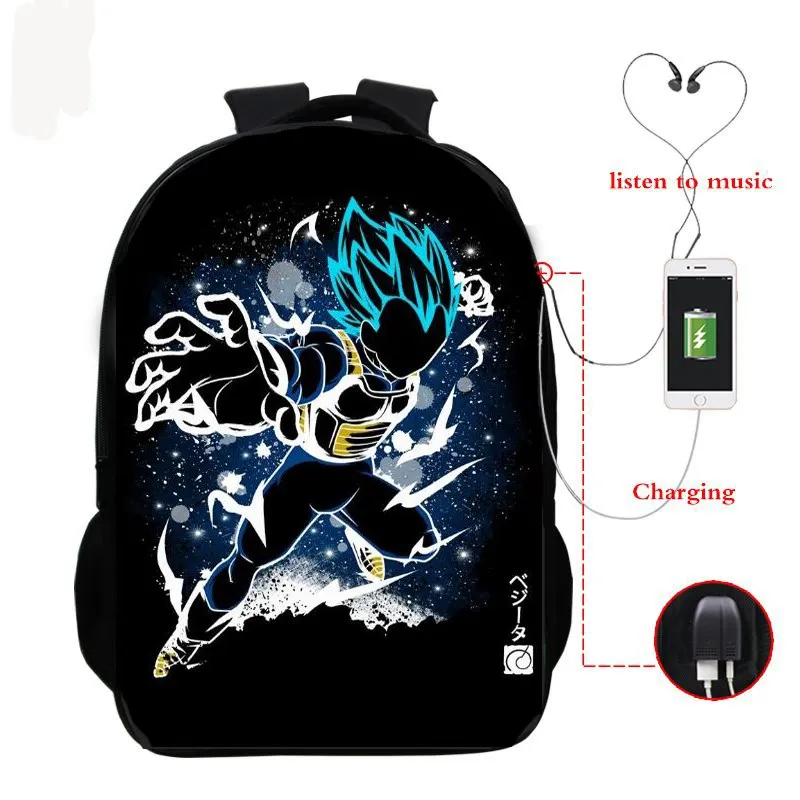 Dragon Ball Z Super Mochila рюкзак с Гоку для наушников школьные сумки дорожные сумки Повседневная сумка для книг usb зарядка SAC A DOC - Цвет: 12