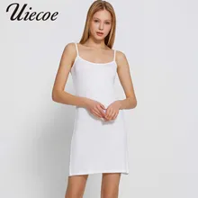 UIECOE/Летняя женская майка без рукавов с круглым вырезом, рубашка с бретельками, блуза на бретелях, укороченный топ, жилет, черный, белый, однотонный, Длинный топ на бретелях