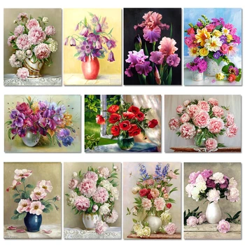 

5D DIY Diamond Flower Arrangement Flower Vase Cross Stitch Diamond Embroidery Mosaic Diamond Home Decor peony