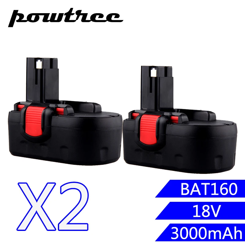 

2PACKS 3000mAh 18V Ni-MH BAT160 Rechargeable Battery: Bosch 2 610 909 020 BAT025 BAT026 BAT160 BAT180 BAT181 BAT189 2607335680