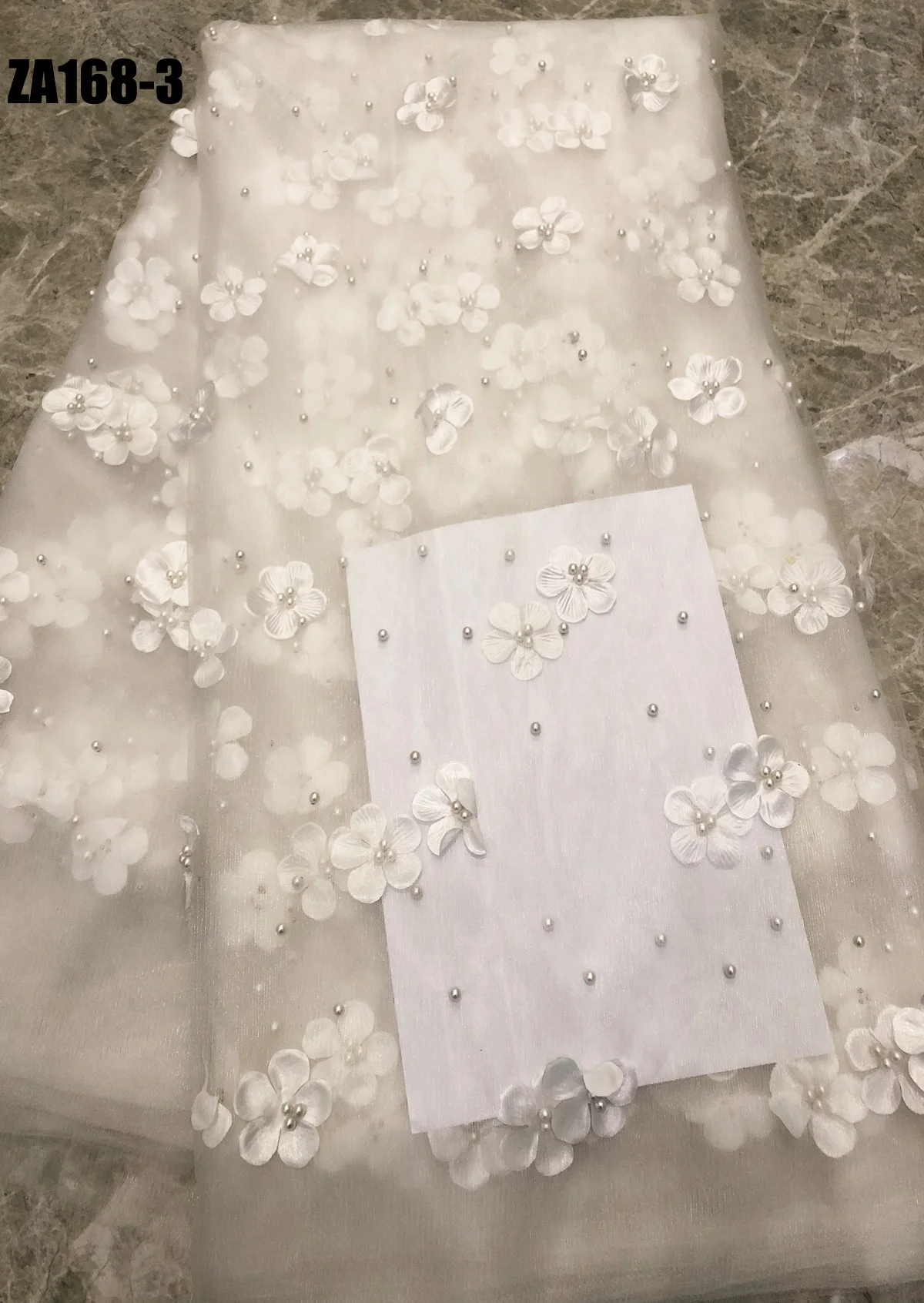 Нигерийская кружевная ткань высокое качество кружева 3d кружевная ткань Свадебные белые африканские с блестками нигерийские французские кружевные ткани ZA168 - Цвет: As Picture
