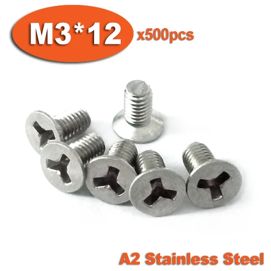 500pcs DIN965 M3 x 12 A2 Stainless Steel Y Slot Countersunk Head Tamper Proof Security Screw