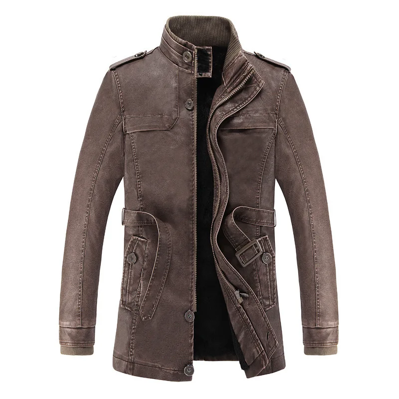 Зимние Для мужчин s замшевая куртка модный бренд с флисовой подкладкой мотоциклетные Искусственная кожа куртки мужские пальто Мужская куртка cuero hombre