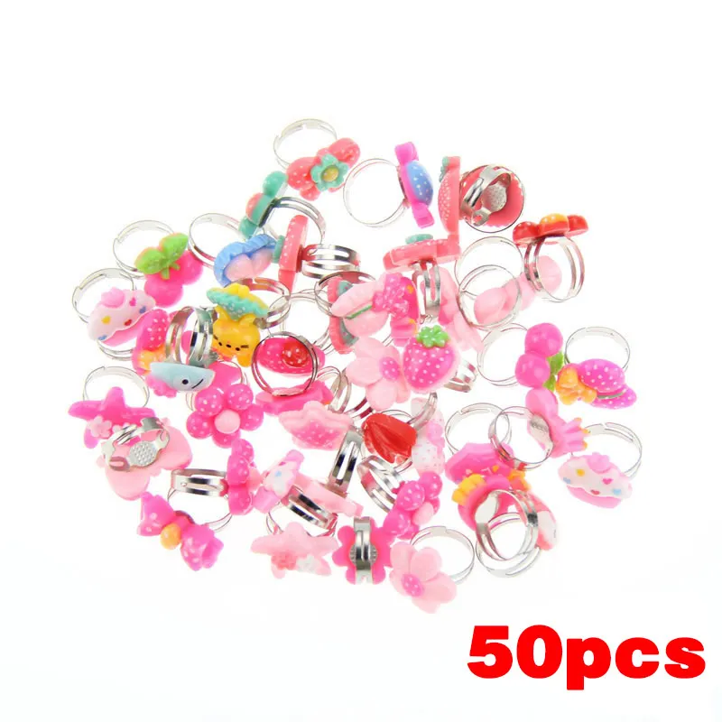 

50 Pcs Lots Bulk Mixed Metal Children Kids Boys Girls Cartoon Animal Flowers Fruit Finger Rings M8694
