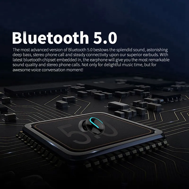 Vtin TWS Ture Earphones Wireless Bluetooth 5.0 Earbuds Waterproof TWS Headset Headphone with 1500mAh Charging Case 3D Stereo     (5)