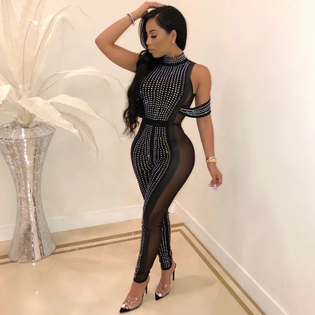sheer diamond jumpsuit
