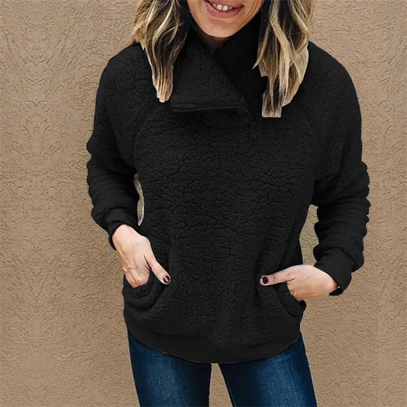 Sherpa Sweater Women Winter Turtleneck Pullovers Fluffy Fleece Zipper Collar Tops Female Winter Coat Street Sweaters Sherpa Sweater Women Winter Turtleneck Pullovers Fluffy Fleece Zipper Collar Tops Female Winter Coat Street Sweaters