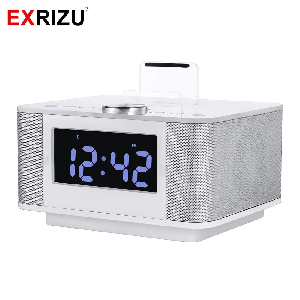

K5 Dock Station LCD Alarm Clock Stereo 2.0 Subwoofer Music Bluetooth Speaker Support AUX Dual USB Handsfree Snooze Mute FM Radio