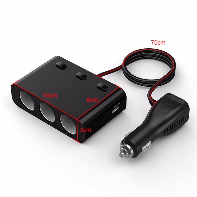 12 V-24 V 5 V/3.1A 3 Way розетка для автомобильного прикуривателя Разветвитель DUAL USB Автомобильное зарядное устройство с монитором напряжения батареи для iPhone gps