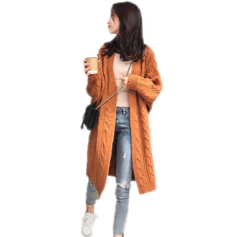 

2019 Autumn Winter Women Long Open Stitch Cardigan Female Batwing Sleeve V neck Loose Knitting Sweater Oversized Jacket Coat W92