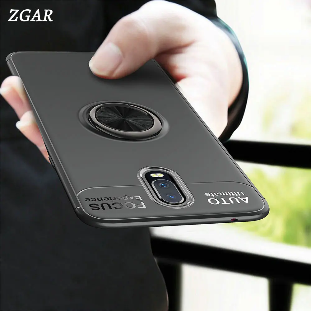 

ZGAR Magnetic Case for OnePlus 7 Pro 6T 6 OnePlus6T 7Pro Metal Ring Holder Celular Soft Covers Men Women Phone Bags Cases