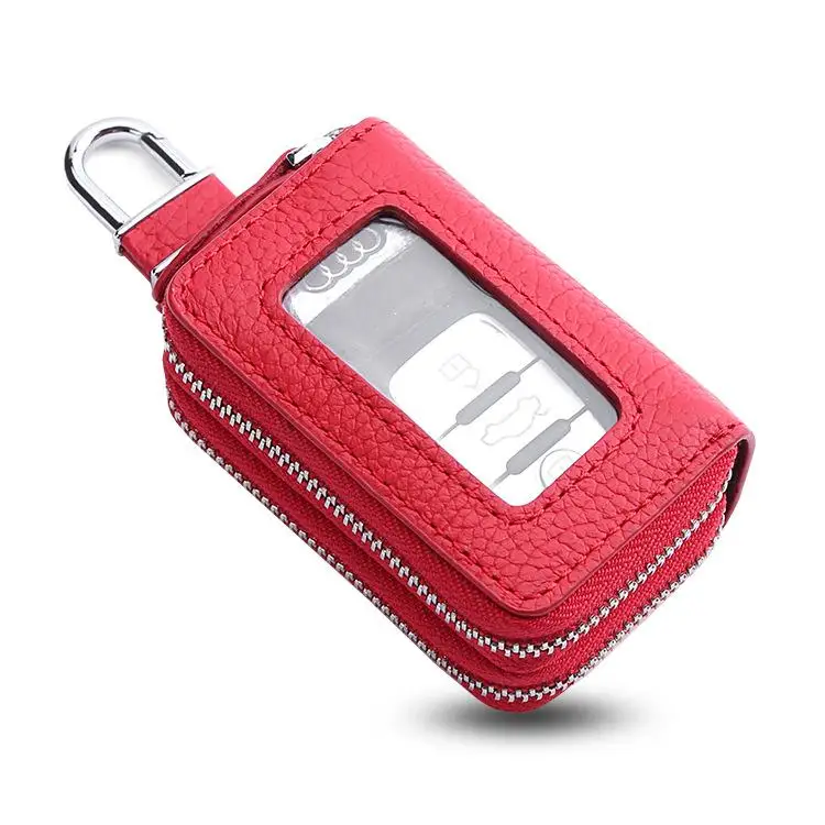 LostSoul ключ кошелек из натуральной кожи Автомобильный ключ чехол держатель многофункциональный органайзер прозрачный кошелек двойная молния ключ посылка - Цвет: Red