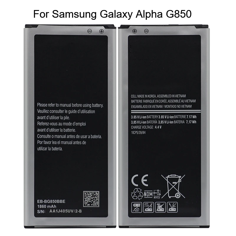 

Original EB-BG850BBE For Samsung Galaxy Alpha G850 G8508S G850M G8508 G850T G850V G8 1860mAh Li-ion Replacement Battery