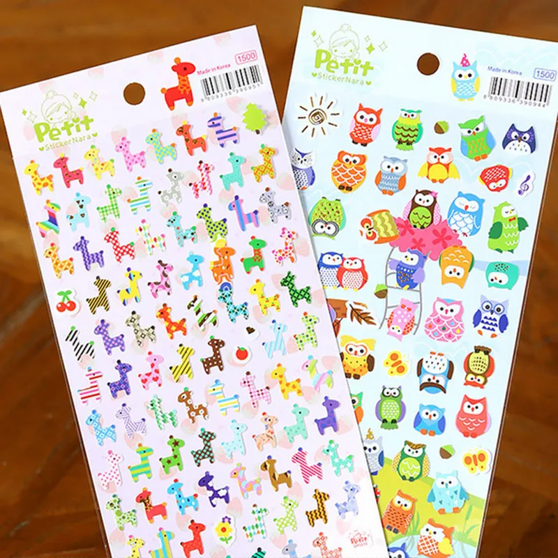 

3sheets Colorful Cute Giraffe Owl Seal Stickers For DIY Diary Notebook Album Suitcase Scrapbooking Deco Sticker