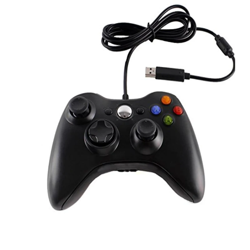 Проводной контроллер для microsoft xbox 360 с usb-кабелем, геймпады, проводной джойстик, игровой контроллер, геймпад для xbox 360 - Цвет: Black