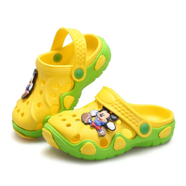 Children's Sandals Slippers Summer Baby Beach Shoes PU Baotou Shoes Girls Sports Children's Hole Baby Boy Sandals kids sandals - Цвет: -H33-Yellow-