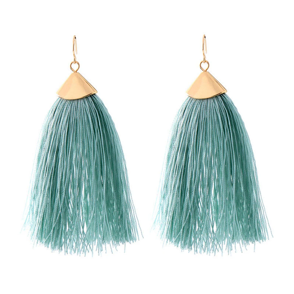 1pair Cotton Thread Fringe Tassel Bohemian Long Earrings Drop Dangle Earring Women Ethnic