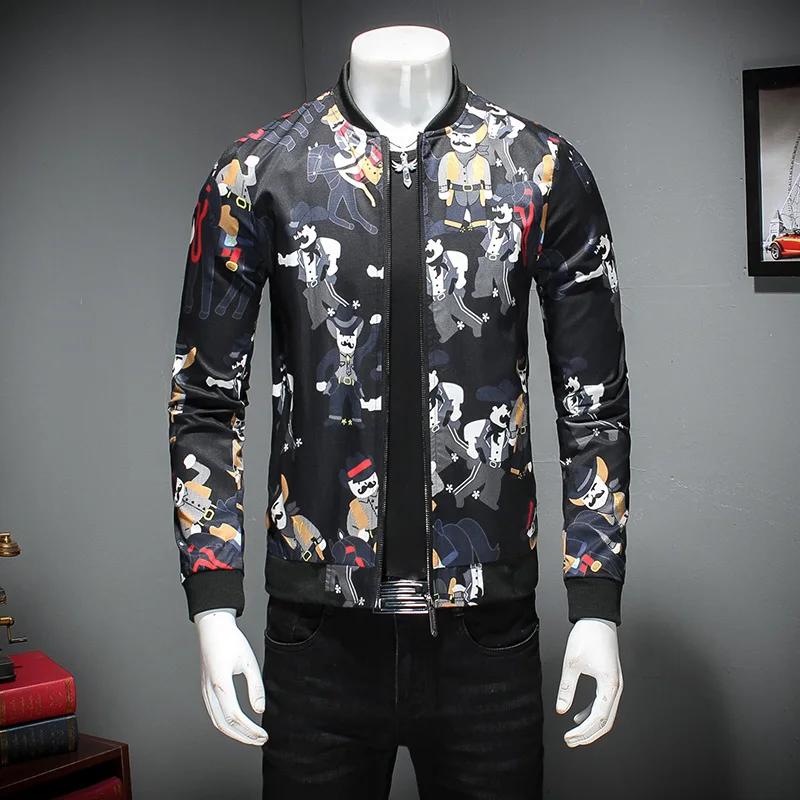 De m Slim Homme Floral Taille Impression Haute Manteau 5xl The Veste Mode vent As Qualité Casual Show Coréenne Coupe Bomber Photo Belle Plus Hommes Fit La deCWQrxBo