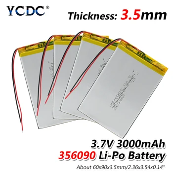 

356090 Lithium Battery 3.7V 3000mAh Li-Po Rechargeable Battery 356090 With PCB For MP4 MP5 DVD GPS PAD Camera E-book Power Bank