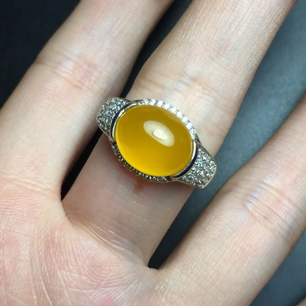 Anillo De Cola De Anillo De Calcedonia De Cristal Natural De Anillo De Cola De Anillo De Calcedonia De Cristal Natural De