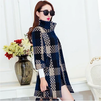 

Autumn and winter new cape-style woolen coat Slim in the long section of the sleeves sub-coat women