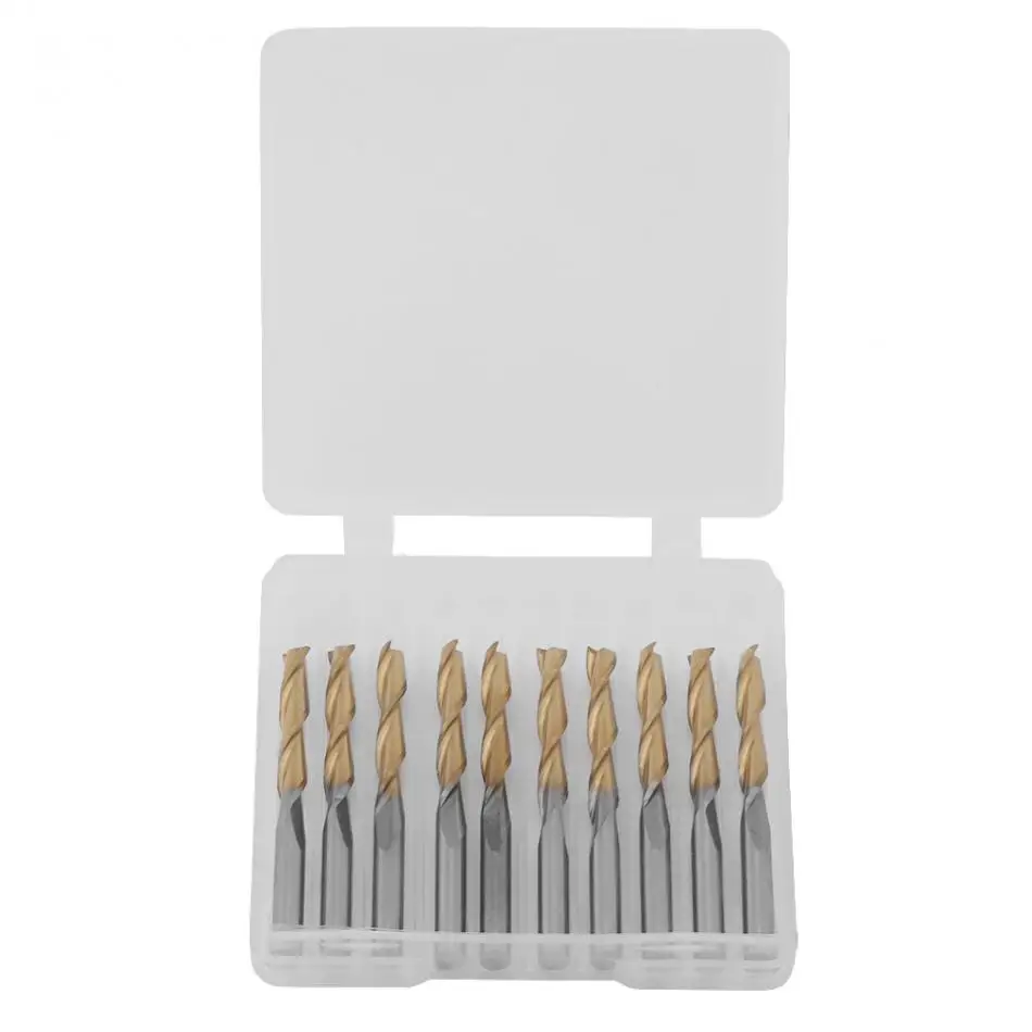 10pcs Titanium Coated 2 flute End Mill Milling Cutter Drill 3.175mm