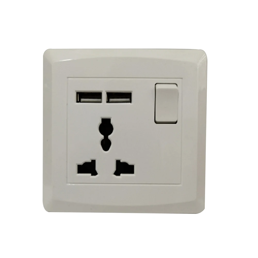 

Wall Charger Adapter Panel Dual Usb Port UK plug Electric Socket Switch Power Charging For Home Office High Quality 2019
