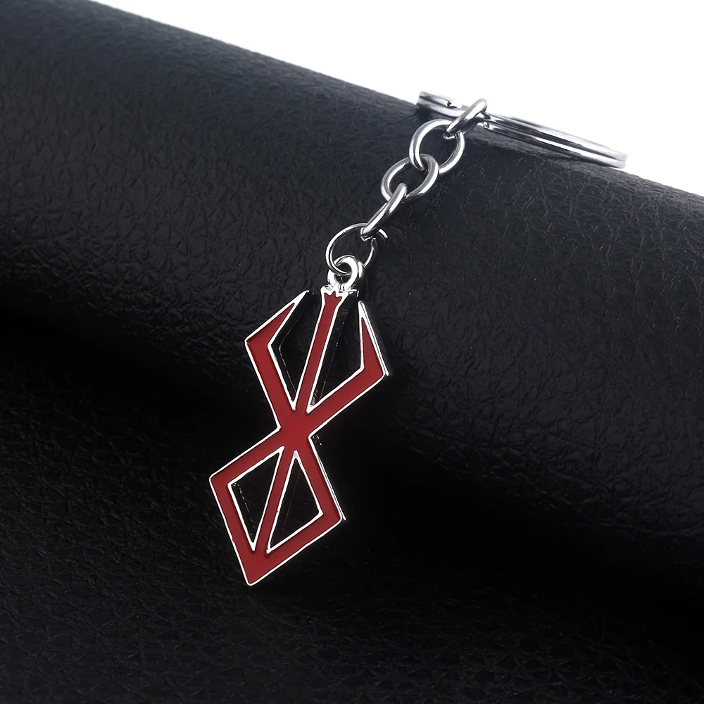 

Anime Baserk Keychains Guts Imprints Geometric Pattern Pendant Red Enamel Jewelry For Man Car Woman Bag Gift