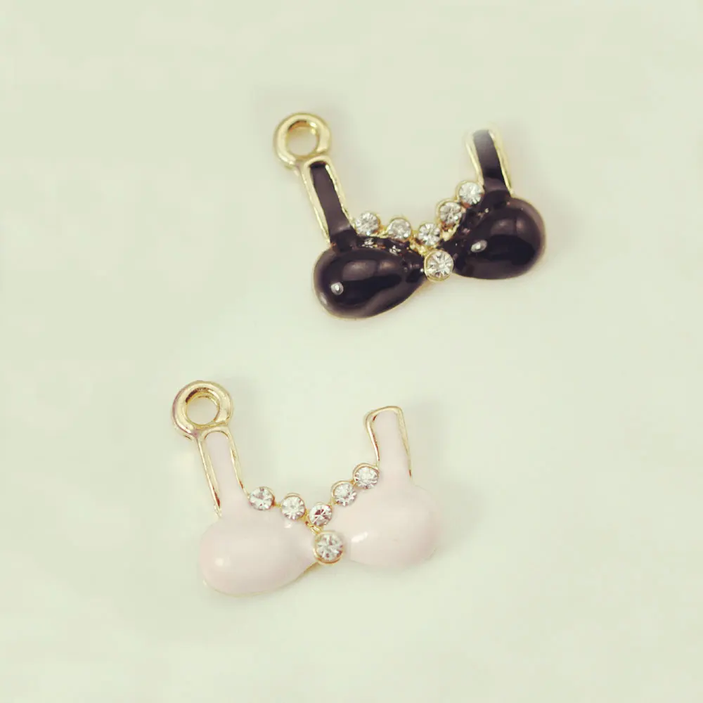 10pcs Fashion Jewelry Metal charms bra underwear charm Zircon Necklace