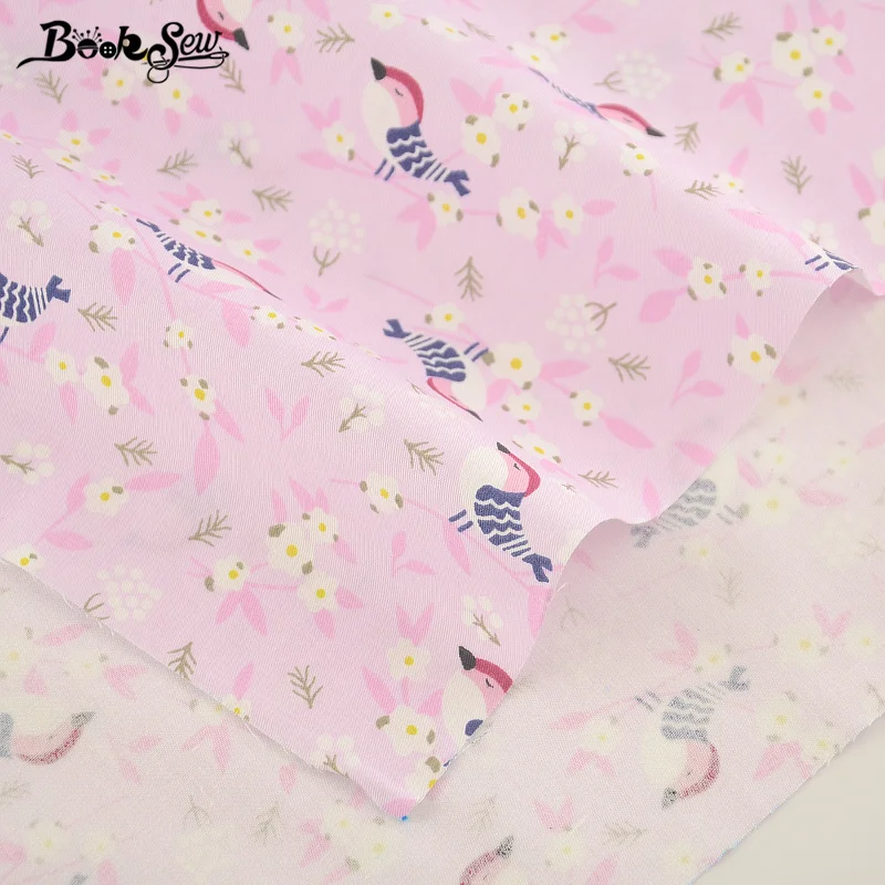 Booksew 2017 New 100% Cotton Twill Fabric High Quality Pink Birds Designs Home Textile Material Sewing Cloth DIY Crafts Baby|cotton twill