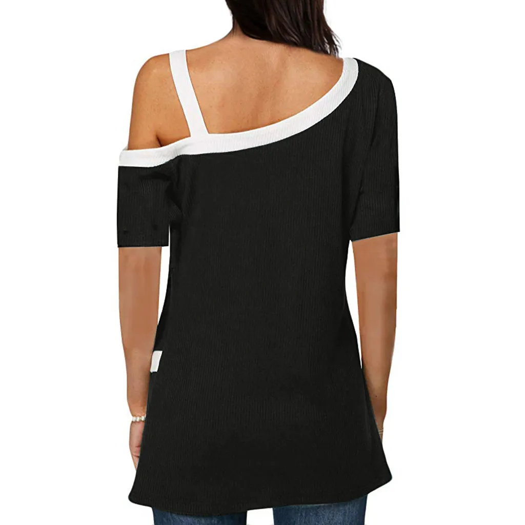 MUQGEW منحرف طوق برشام تي شيرت النساء الملابس 2019 زائد حجم قصيرة الأكمام قبالة الكتف قمم عارضة سيدة الصيف تيز