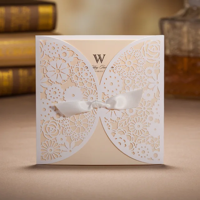 lace wedding invitations elegant embossed white ribbon butterfly envelope paper printing custom wedding invitation cards - Wedding Invitations Elegant lace wedding invitations elegant embossed white ribbon butterfly envelope paper printing custom wedding invitation cards - Wedding Invitations Elegant