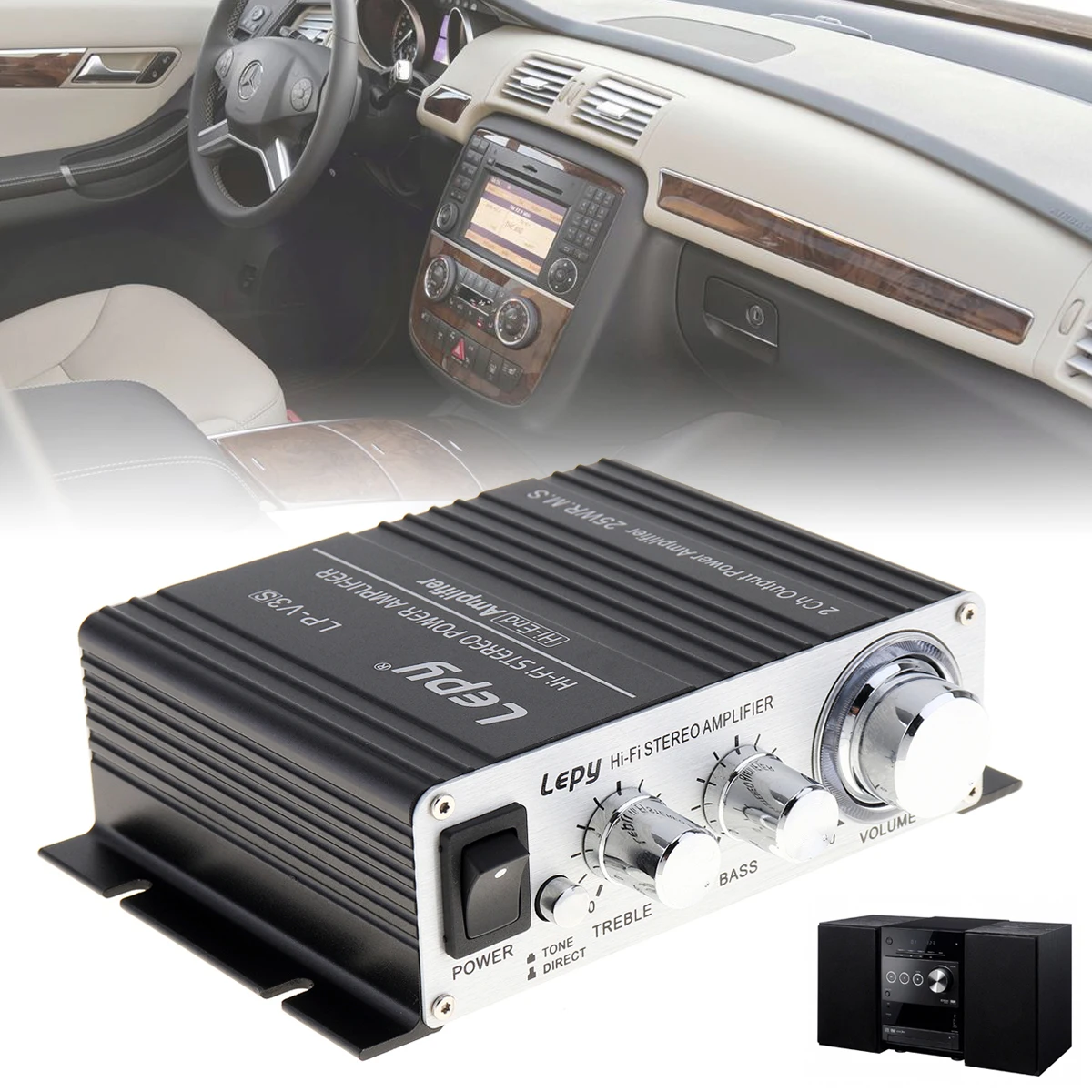 

Mini V3 20W 12V Hi-Fi Stereo Amplifier MP3 Vehicle Car Amp for iPad