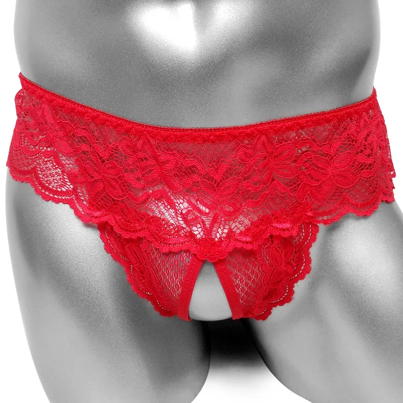

Lace Ruffles Sissy Thong lingerie Panties Open Crotch Sexy Men G string Underwear Sissy Gay Panties See Through Male Underpants
